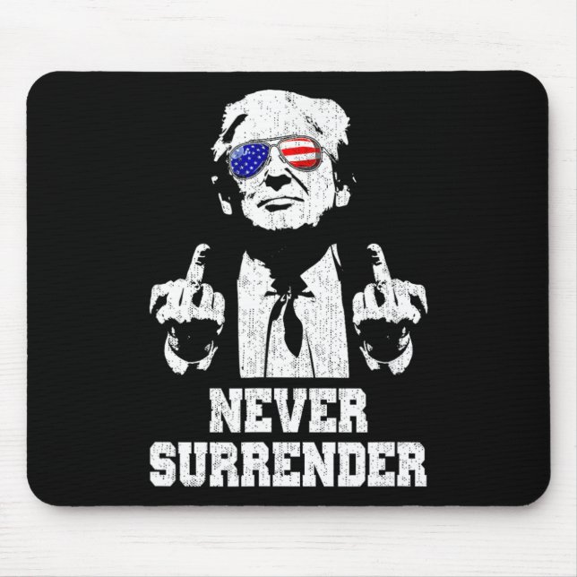 Surrender President Donald Trump Middle Finger  Mouse Pad (Front)