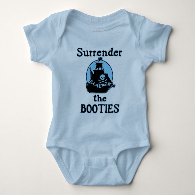 Surrender the Booties (Blue) Baby Bodysuit (Front)