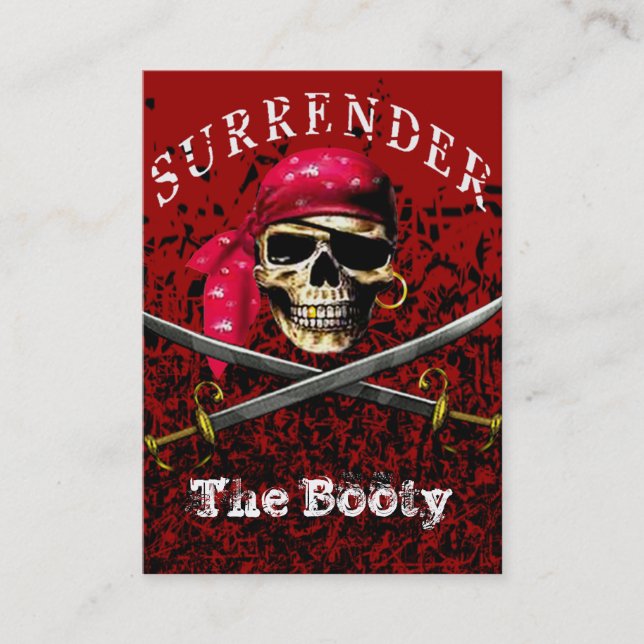 Surrender The Booty Pirate Business Card template (Front)