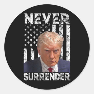 Surrender Trump Mug Shot 2024 American Flag Women Classic Round Sticker