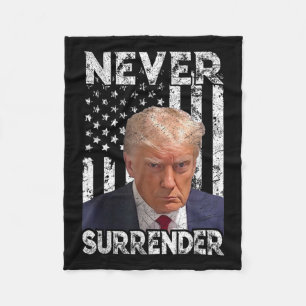 Surrender Trump Mug Shot 2024 American Flag Women Fleece Blanket