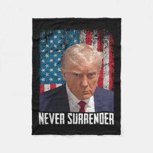 Surrender Trump Mug Shot 2024 President American F Fleece Blanket