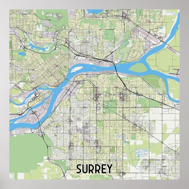 Surrey Canada map Poster (Front)