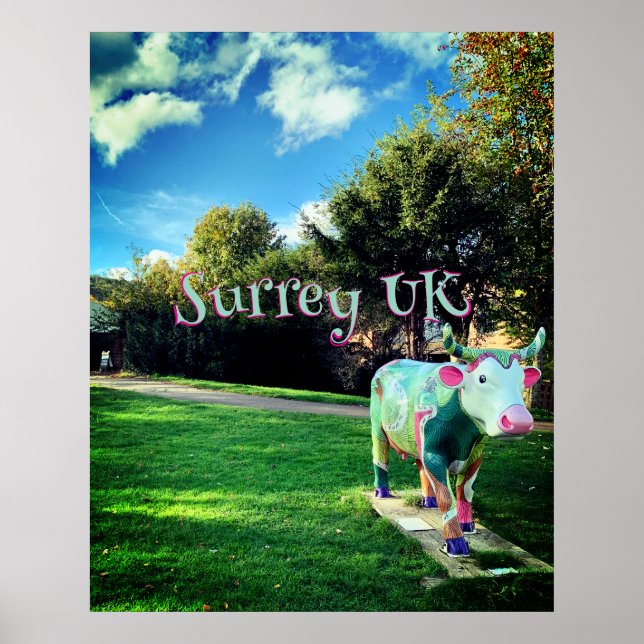 Surrey UK Cow Art Poster (Front)
