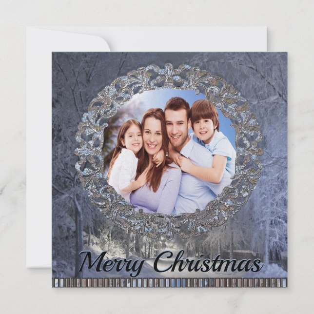 Surrounded by Snow Photo Christmas Holiday Card (Front)