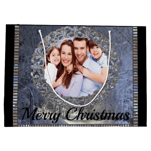 Surrounded by Snow Photo Christmas Holiday Large Gift Bag (Back)