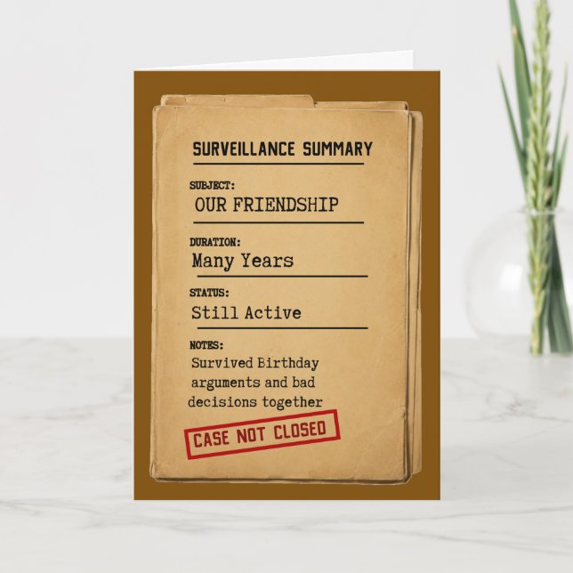 Surveillance Summary Friendship Card – Case Not Cl (Front)