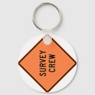 Survey Crew Highway Sign Key Ring