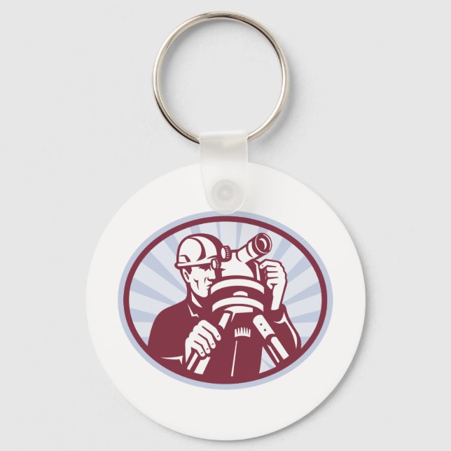 Surveyor Engineer Theodolite Total Station Key Ring (Front)