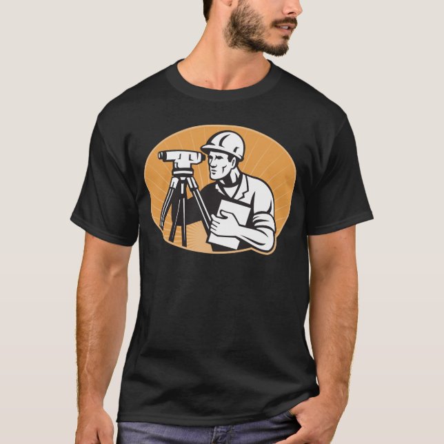 Surveyor Engineer Theodolite Total Station T-Shirt (Front)