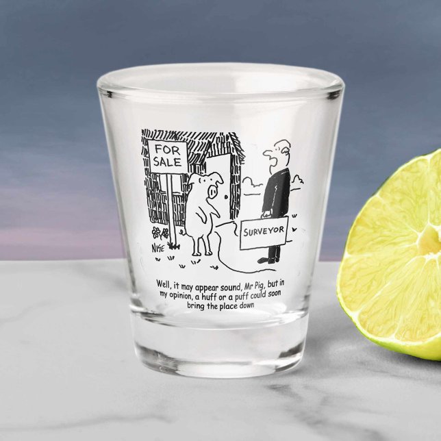 Surveyor Warns Mr Pig about His Straw House. Shot Glass (Creator Uploaded)