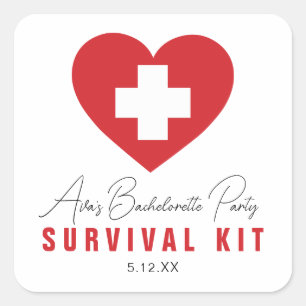 Survival Kit Personalised Favour Square Sticker