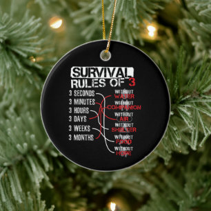 Survival Rules of Three - Wilderness Quiz Ceramic Ornament