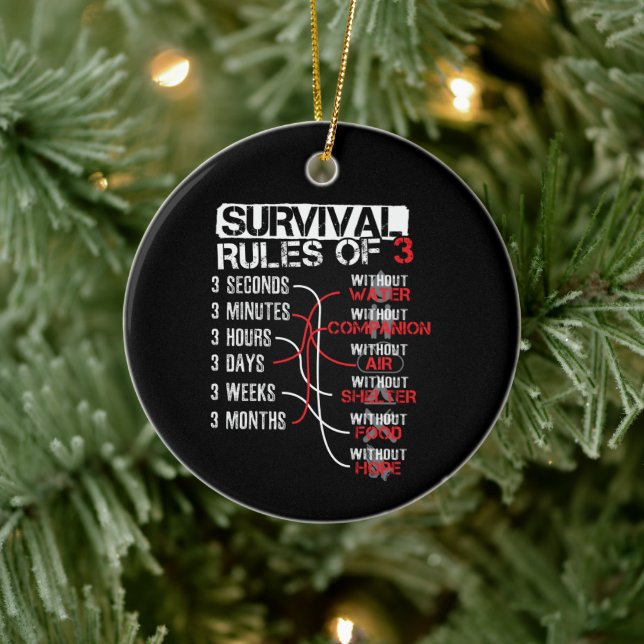 Survival Rules of Three - Wilderness Quiz Ceramic Ornament (Tree)