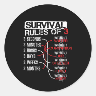 Survival Rules of Three - Wilderness Quiz Classic Round Sticker