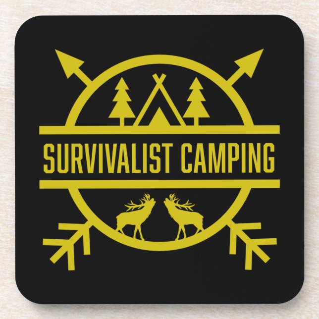 Survivalist Camping Bushcraft   Coaster (Front)