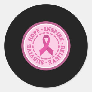 SURVIVE HOPE INSPIRE World Cancer Day Gift Pink Ri Classic Round Sticker