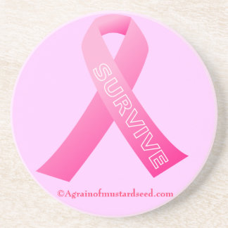 SURVIVE Pink Ribbon Coaster