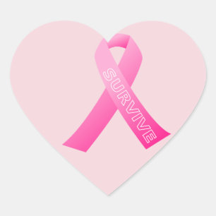 Survive Pink Ribbon Heart Sticker
