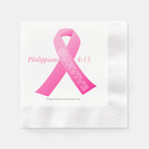 SURVIVE Pink Ribbon Napkin