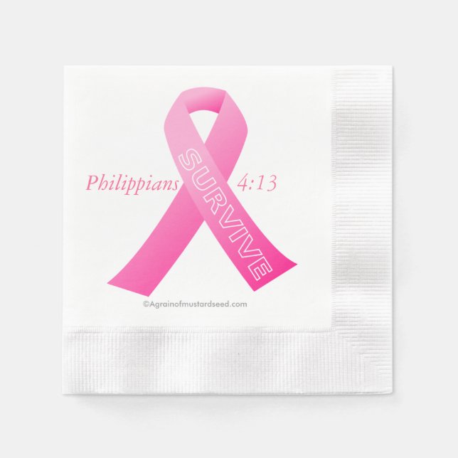 SURVIVE Pink Ribbon Napkin (Front)