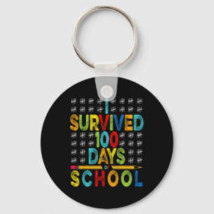 Survived 100 Days Of School 100th Day Of School Key Ring