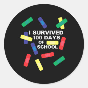 Survived 100 Days Of School Bandage Classic Round Sticker