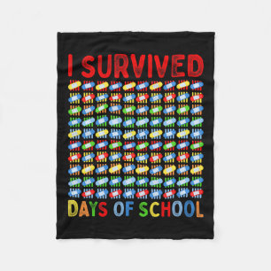 Survived 100 Days Of School Teacher Kids Band Aid Fleece Blanket