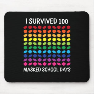 Survived 100 Masked School Days 100th Day Of Schoo Mouse Pad