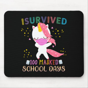 Survived 100 Masked School Days Dabbing Unicorn Ma Mouse Pad