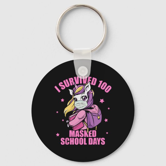 Survived 100 Masked School Days  Key Ring (Front)