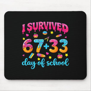Survived 67 + 33 Days School Ice Cream Drip Teache Mouse Pad