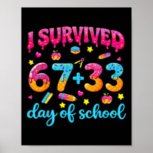 Survived 67 + 33 Days School Ice Cream Drip Teache Poster