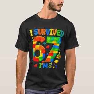 Survived 67 8 birthday boy girl building blocks T-Shirt