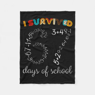 Survived 67 Days of School Funny Vintage Math Meme Fleece Blanket