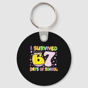 Survived 67 Days Of School Nk Star Six Seven Meme Key Ring