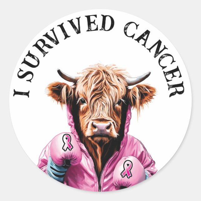 Survived breast cancer classic round sticker (Front)