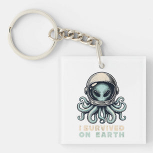 Survived on Earth: Octopus Alien Astronaut Key Ring
