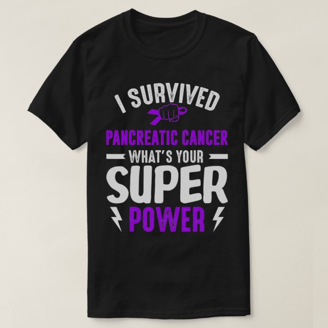 Survived Pancreatic Cancer Awareness Survivor Purp T-Shirt (Design Front)