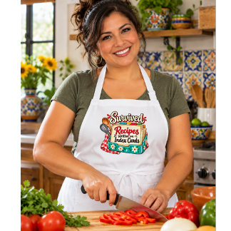 Survived Recipes Written on Index Cards Standard Apron