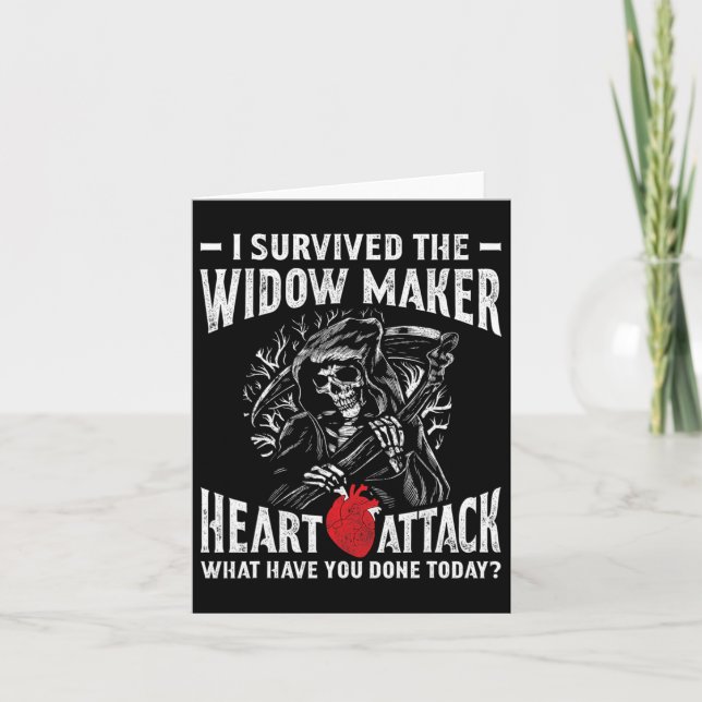 Survived The Widow Maker Heart Attack Heart Diseas Card (Front)