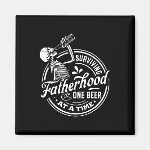Surviving Fatherhood One Beer At A Time Funny Fath Magnet