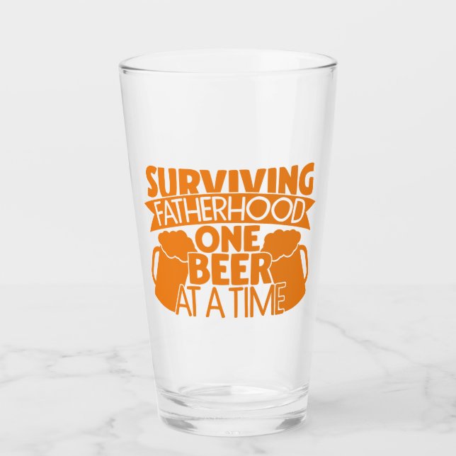 Surviving Fatherhood One Beer At A Time Glass (Front)
