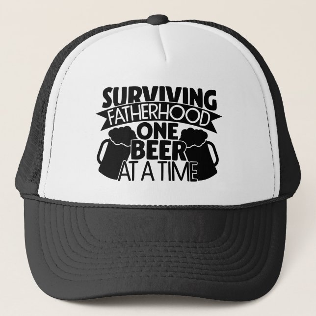 Surviving Fatherhood One Beer At A Time Trucker Hat (Front)