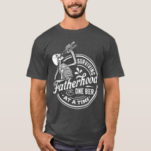 Surviving Fatherhood One Beer at Aime Funny Father T-Shirt