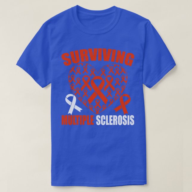 Surviving Multiple Sclerosis Oronge Ribbon Heart M T-Shirt (Design Front)