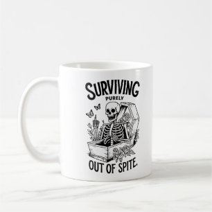 Surviving Purely Out Of Spite Goth Skeleton Coffee Mug