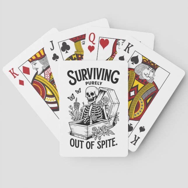 Surviving Purely Out Of Spite Goth Skeleton Playing Cards (Back)