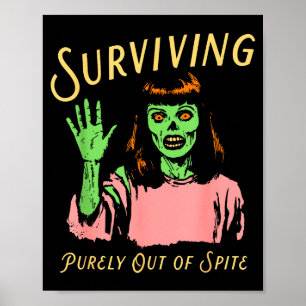 Surviving Purely Out Of Ste Retro Zombie Halloween Poster