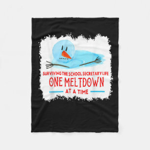 Surviving The School Secretary Life Snowman Christ Fleece Blanket